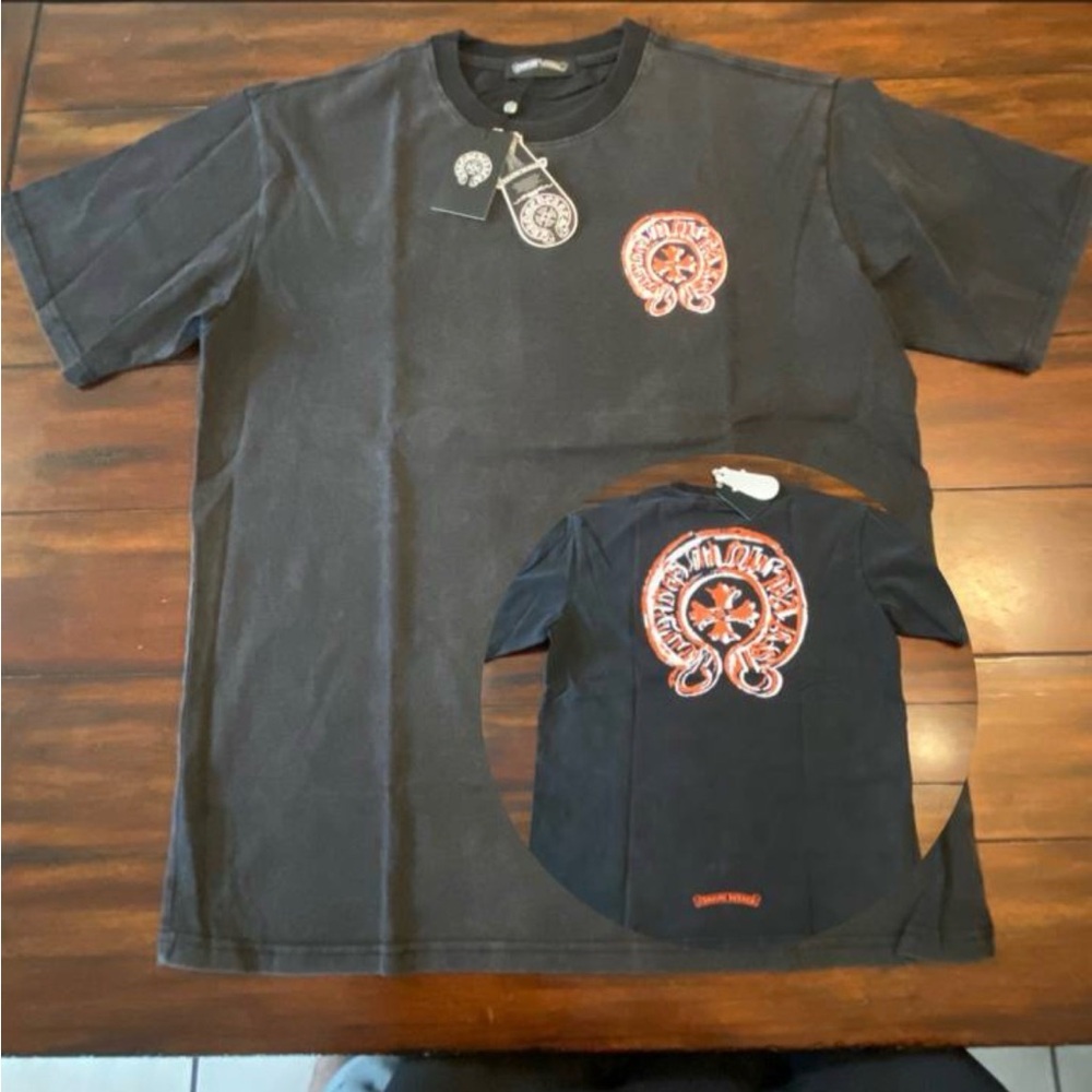 Black with a pinch of red Chrome hearts tee